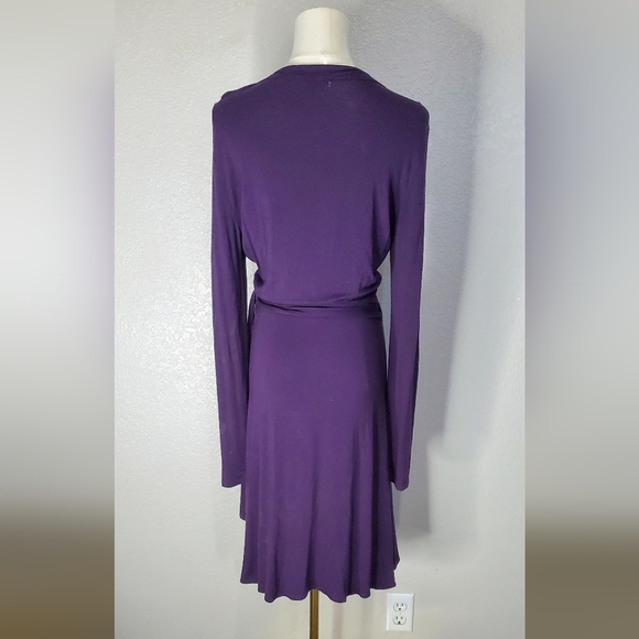 GAP Purple Long Sleeve True Wrap Around Jersey Knit Midi  Dress Size Small - Picture 6 of 6